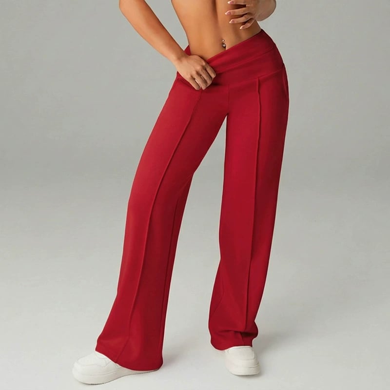 Pantalon femme Danoir Paris à jambes larges, taille haute, tissu extensible, vue de face sur fond neutre.