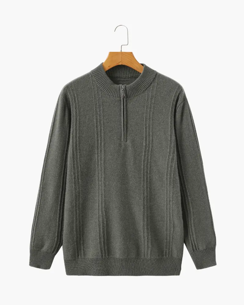 100% Cashmere Ribbed Half Zip Old Money