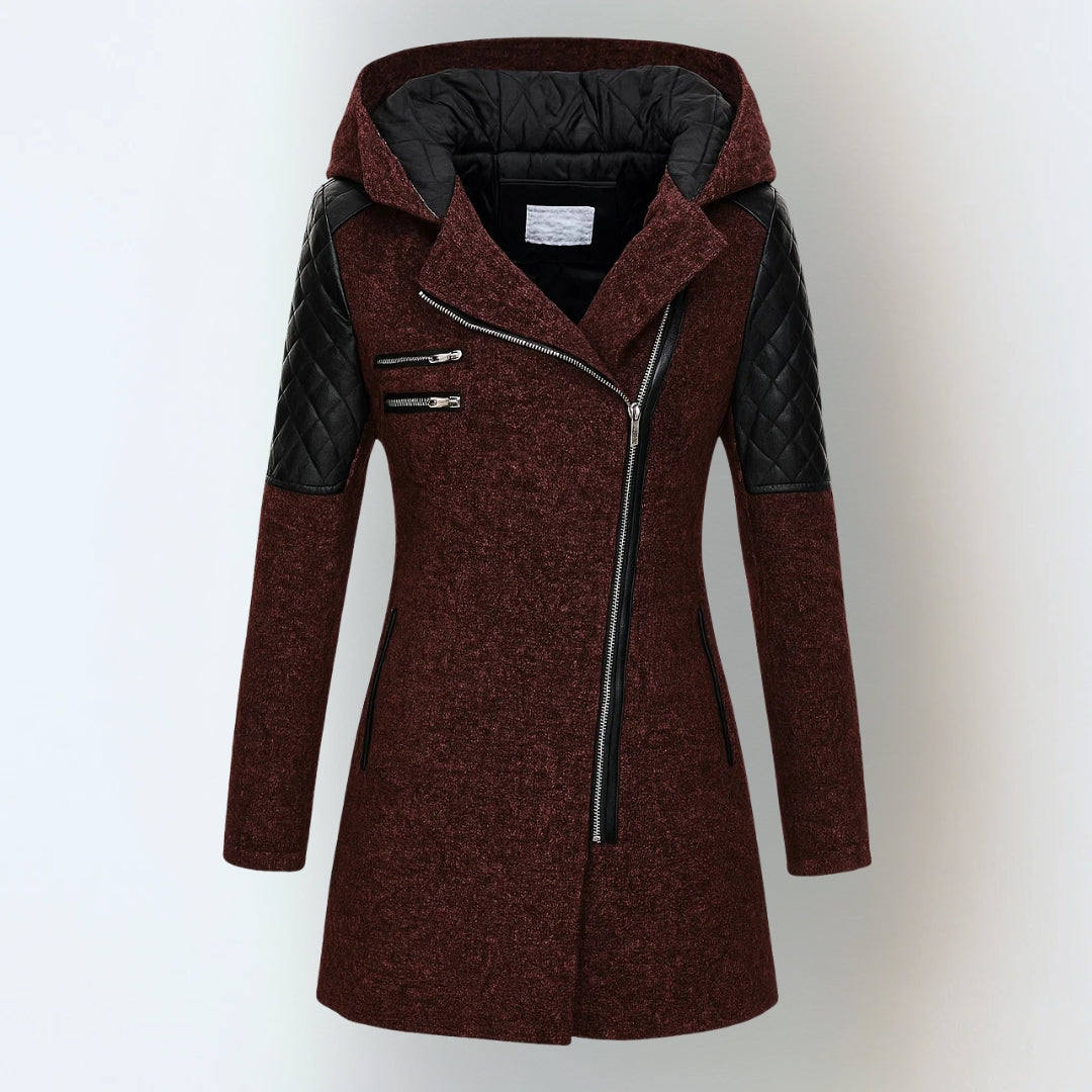 Manteau d'hiver luxueux et chaud Danoir Paris Valeria, coupe élégante, tissu épais et doublure douce pour femme.