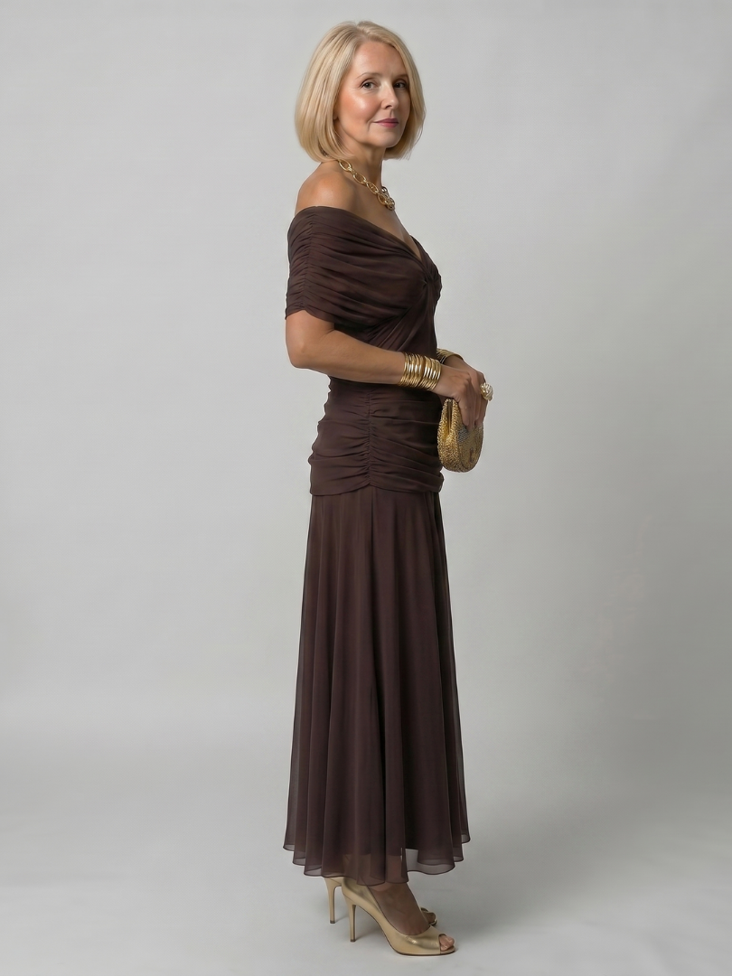 Calen | Robe longue midi épaules dénudées