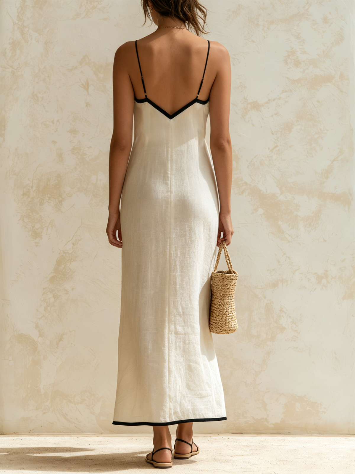Robe longue femme Marisa Danoir Paris avec motif Chevron et bord contrasté, douceur et élégance pour la femme moderne.
