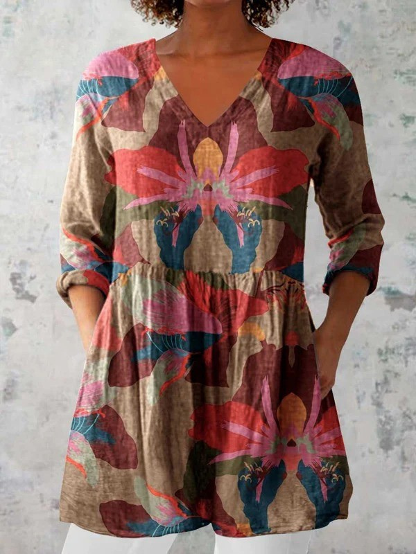 Sarah | Longue blouse à col en V