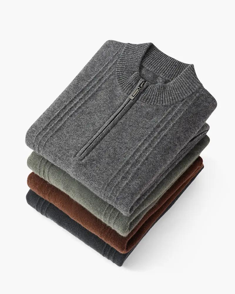 100% Cashmere Ribbed Half Zip Old Money