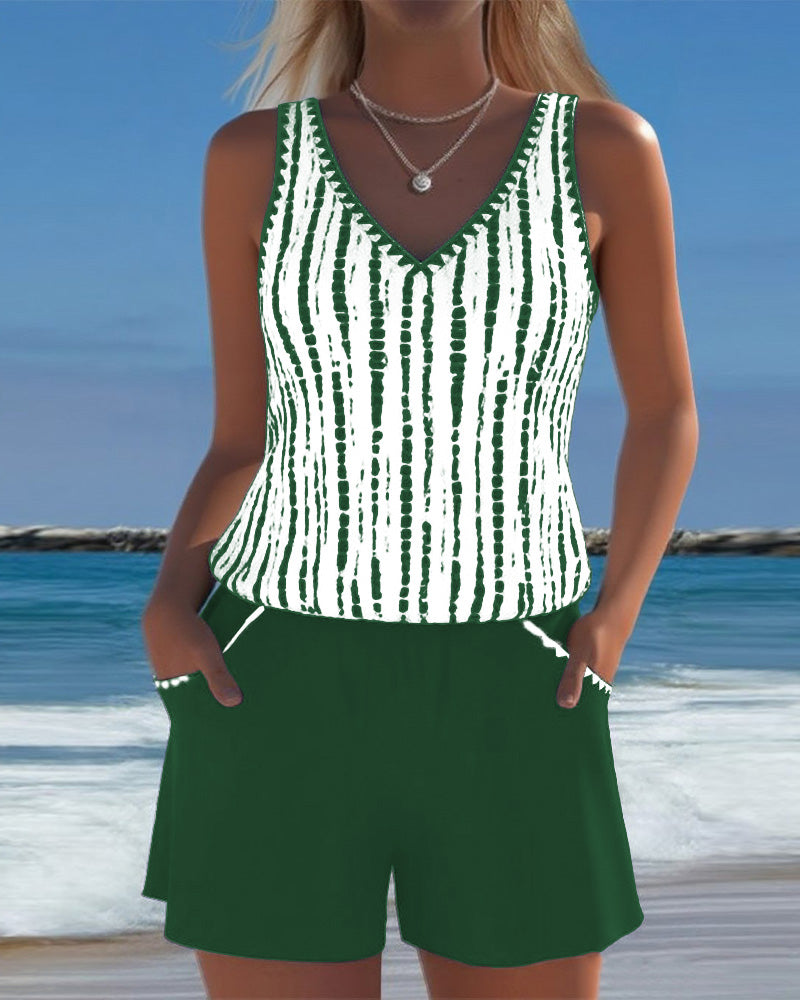 Leslie - Ensemble short et tankini décontracté