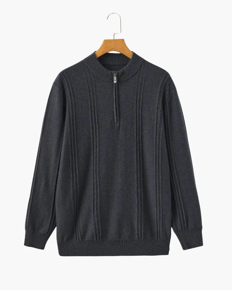 100% Cashmere Ribbed Half Zip Old Money
