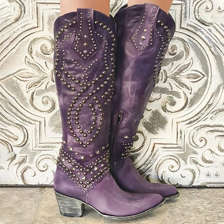 Rufa | Bottes western à hauteur de genou avec clous