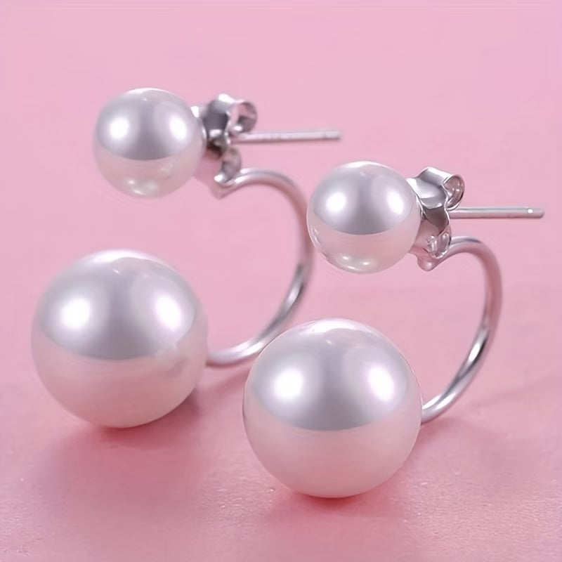Boucles d'oreilles pendantes doubles perles