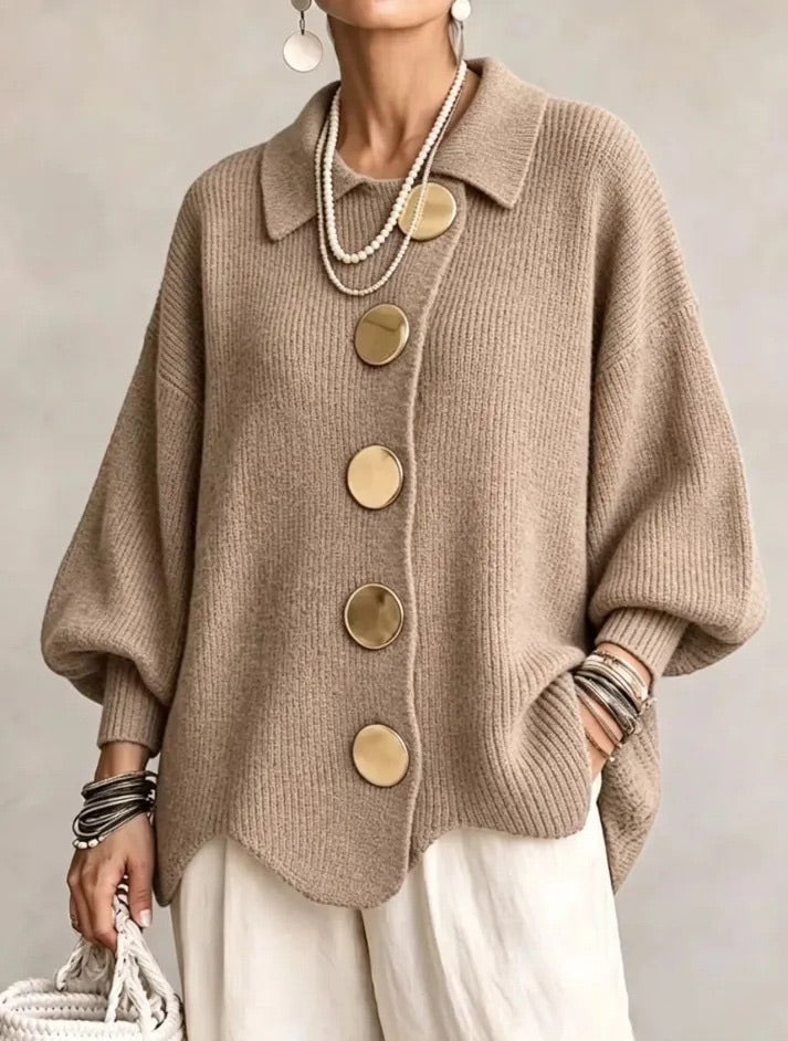 Karina - Cardigan Boutonné Oversize avec Col