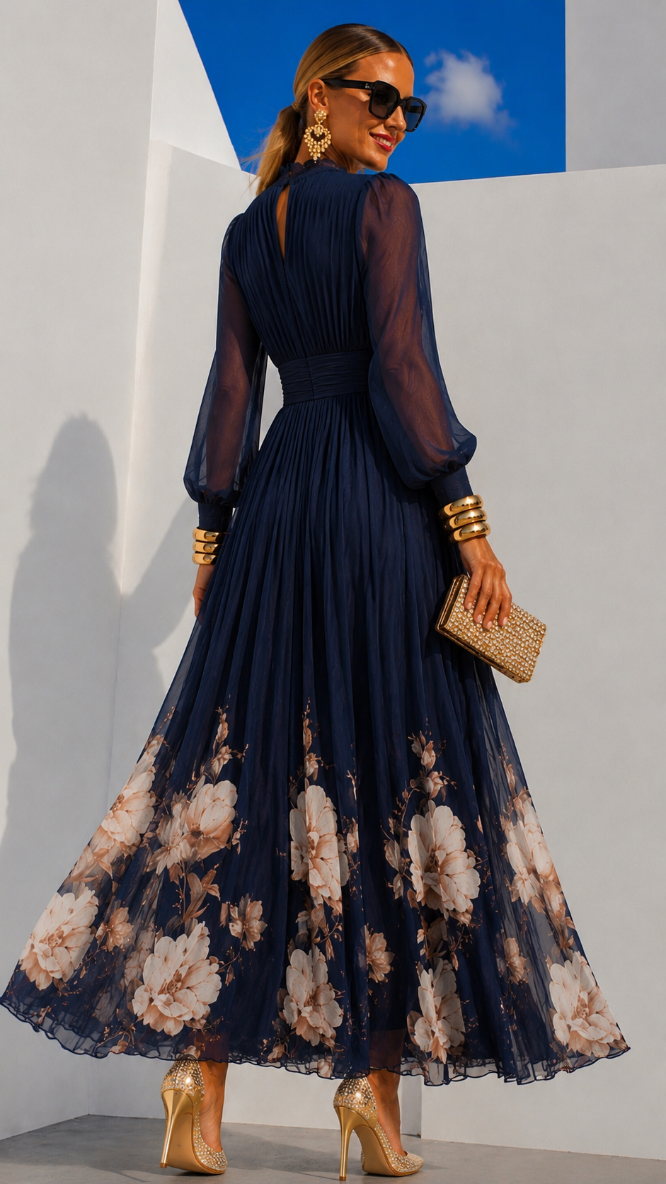 Robe Nadia en chiffon imprimé, 3 imprimés, tailles (34-48)