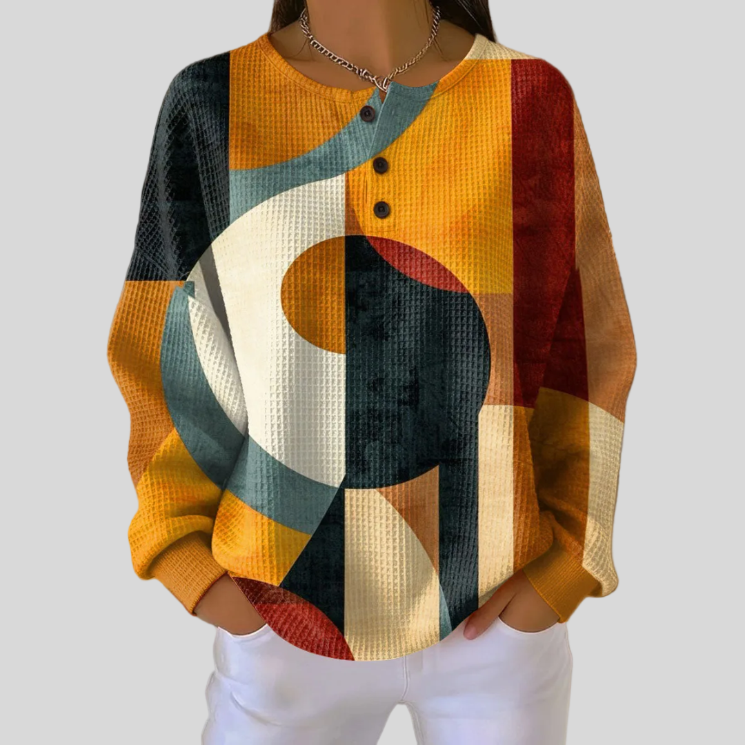 Sweat-shirt Danoir Paris Marla à motif géométrique, manches longues et col rond, en tissu doux et confortable.