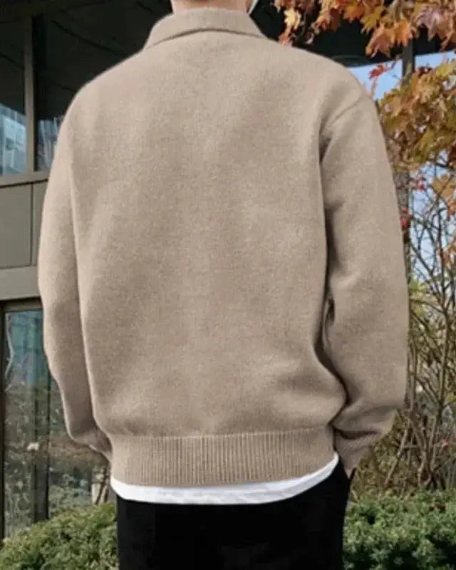 Woolen Button Half Zip Old Money