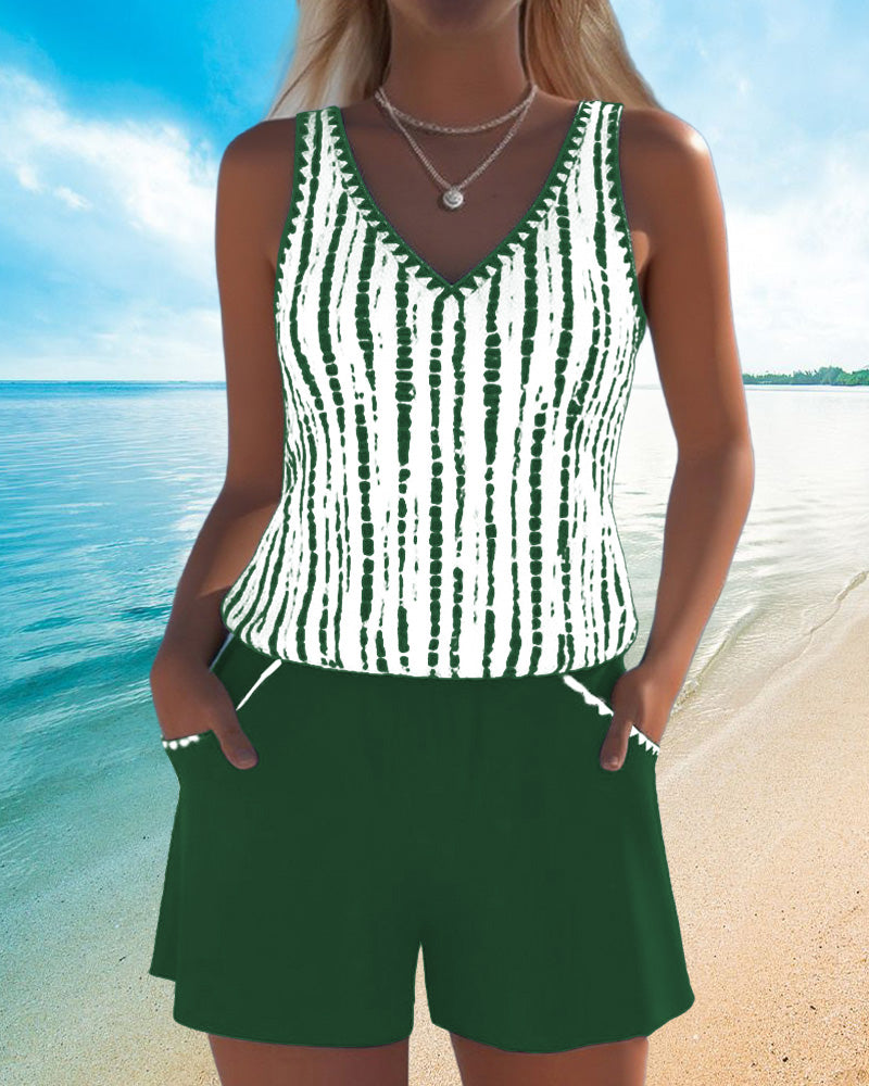 Leslie - Ensemble short et tankini décontracté