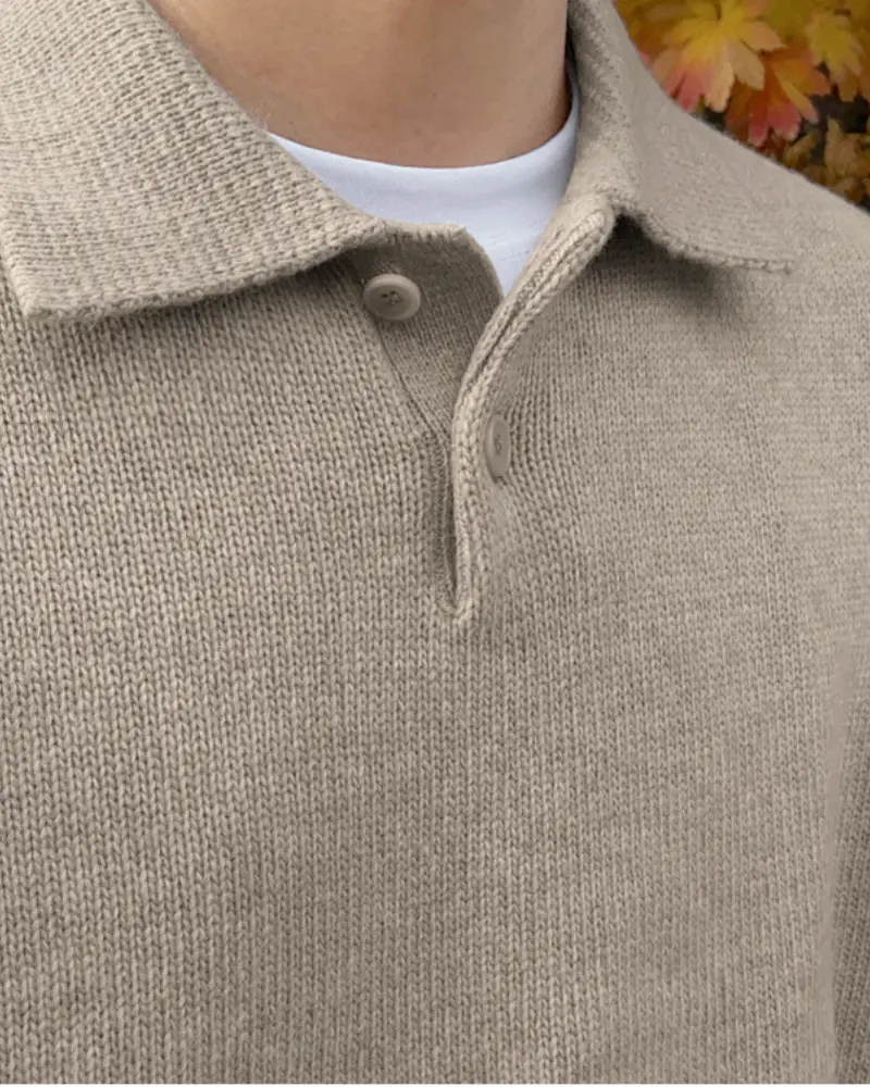 Woolen Button Half Zip Old Money