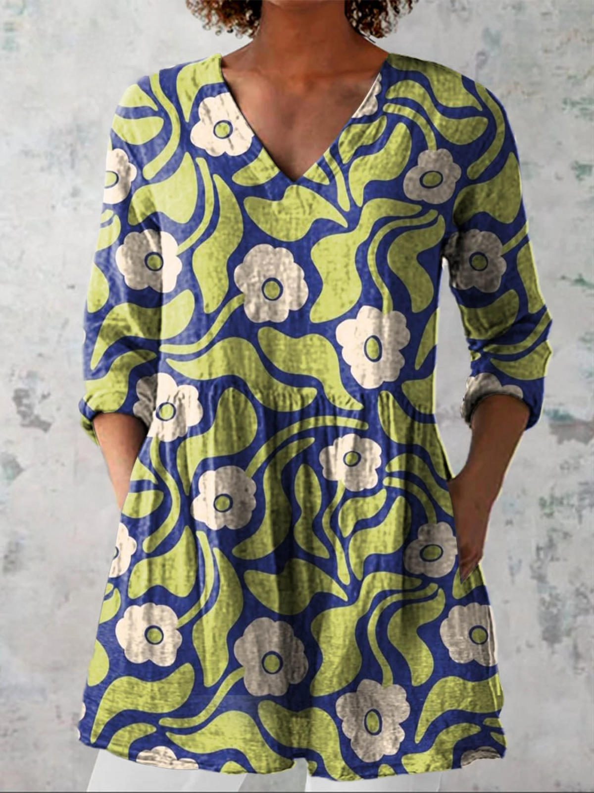 Elodie | Blouse longue avec col en V