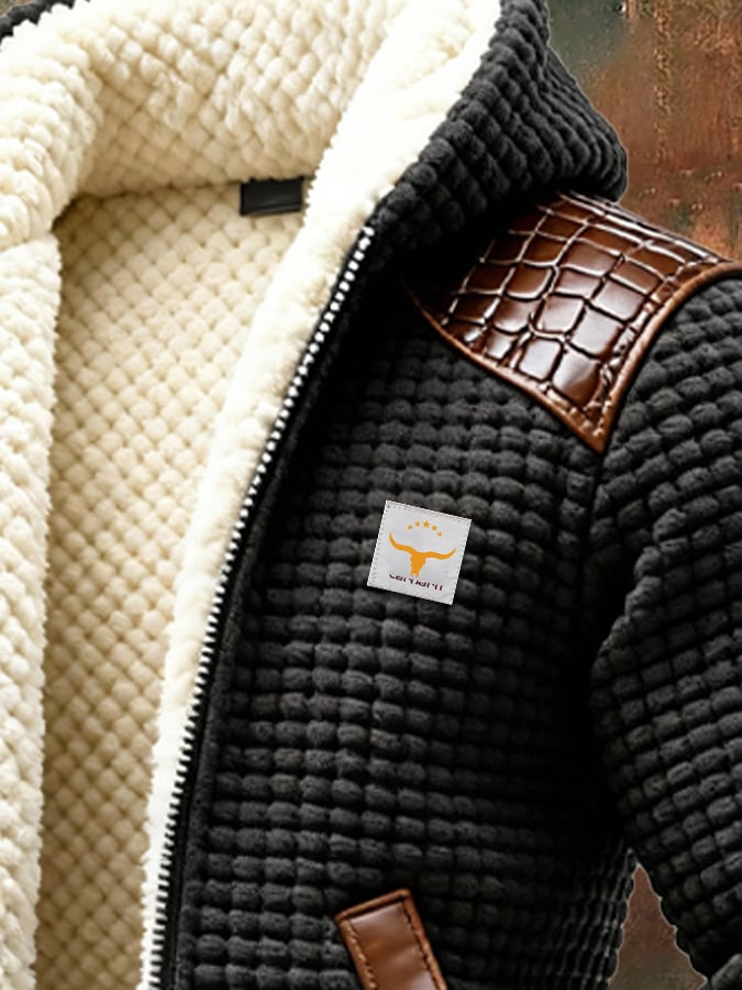 MAISON CLÉMENT PARIS™ | GILET TEXTURÉE À FINITIONS CUIR EMBOSSÉ
