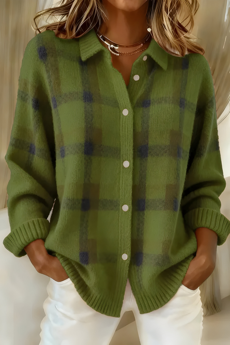 Theresa - Cardigan à Carreaux Chic
