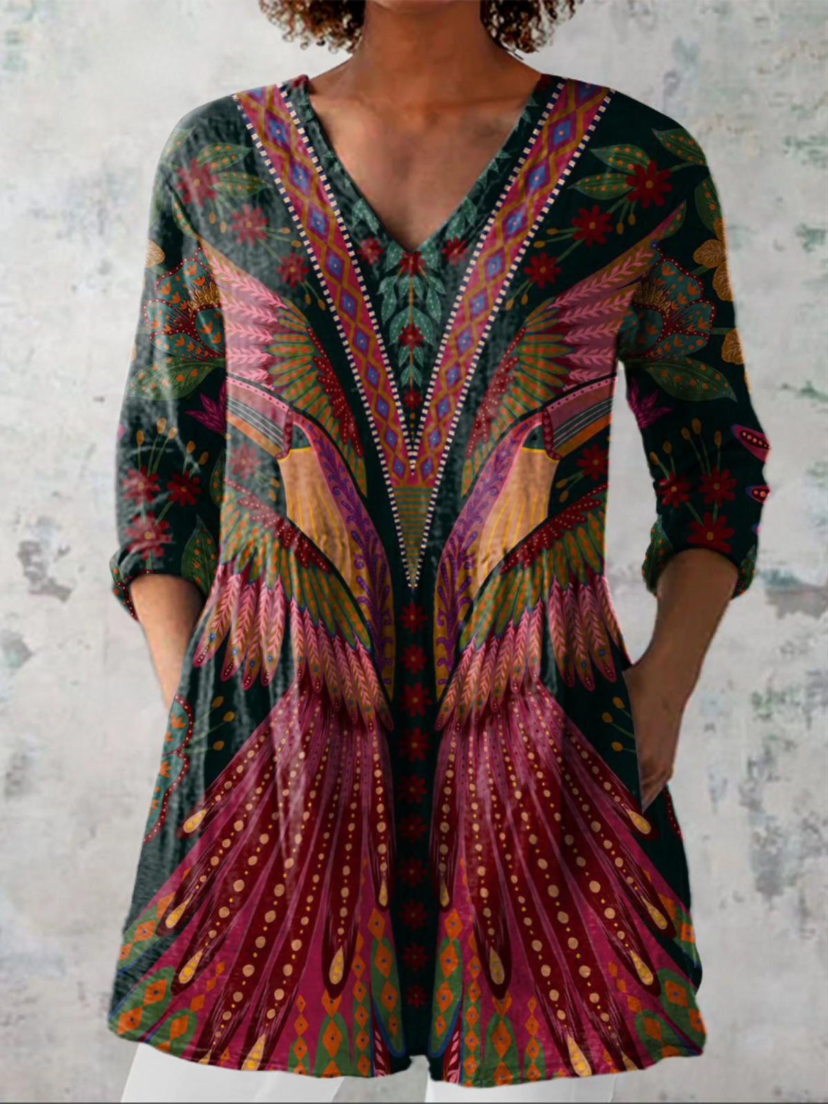 Manon | Longue blouse avec col en V