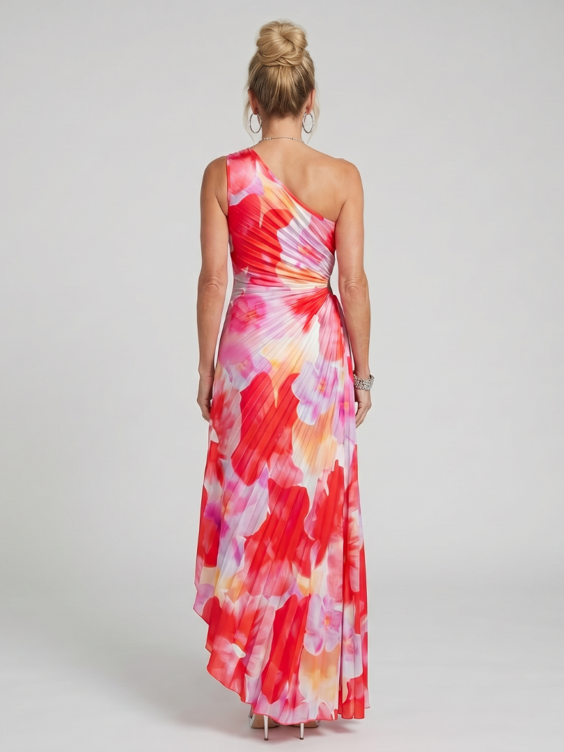 Taya | Robe midi plissée asymétrique à une épaule