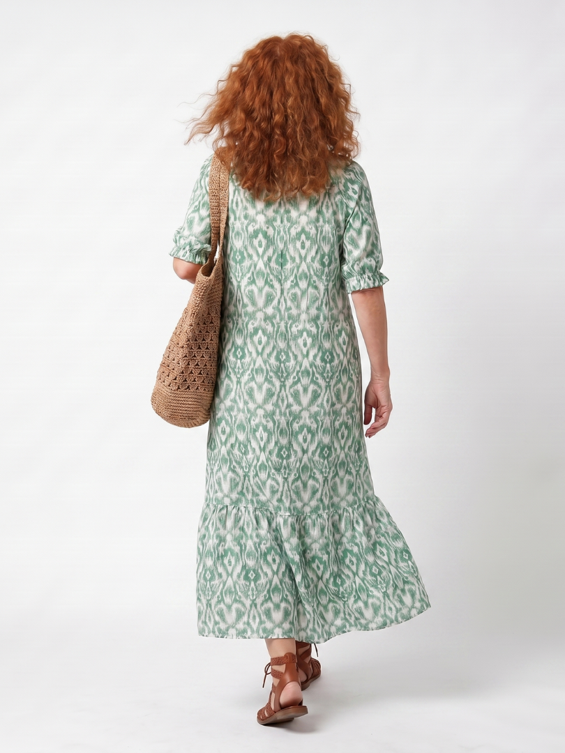 Ilara | Robe Midi à Col V avec Détails Frangés