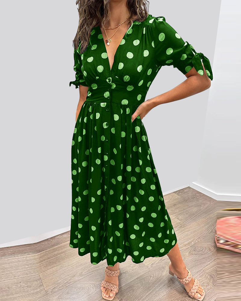 Miley - Robe à Pois Col en V