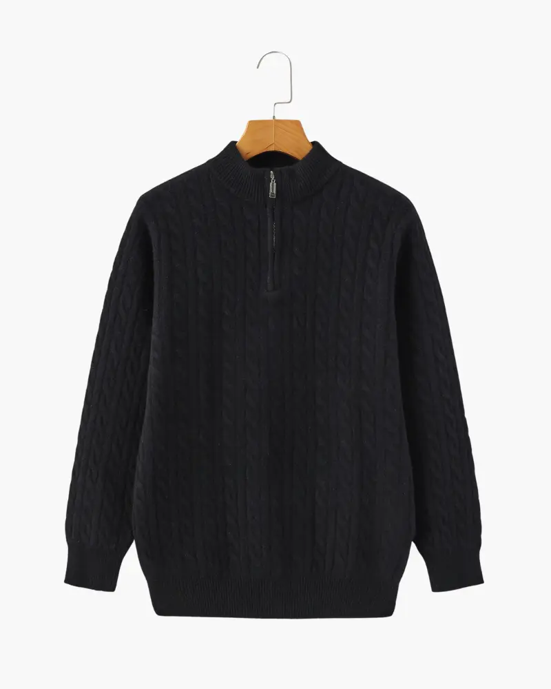 100% Cashmere Woven Half Zip Old Money