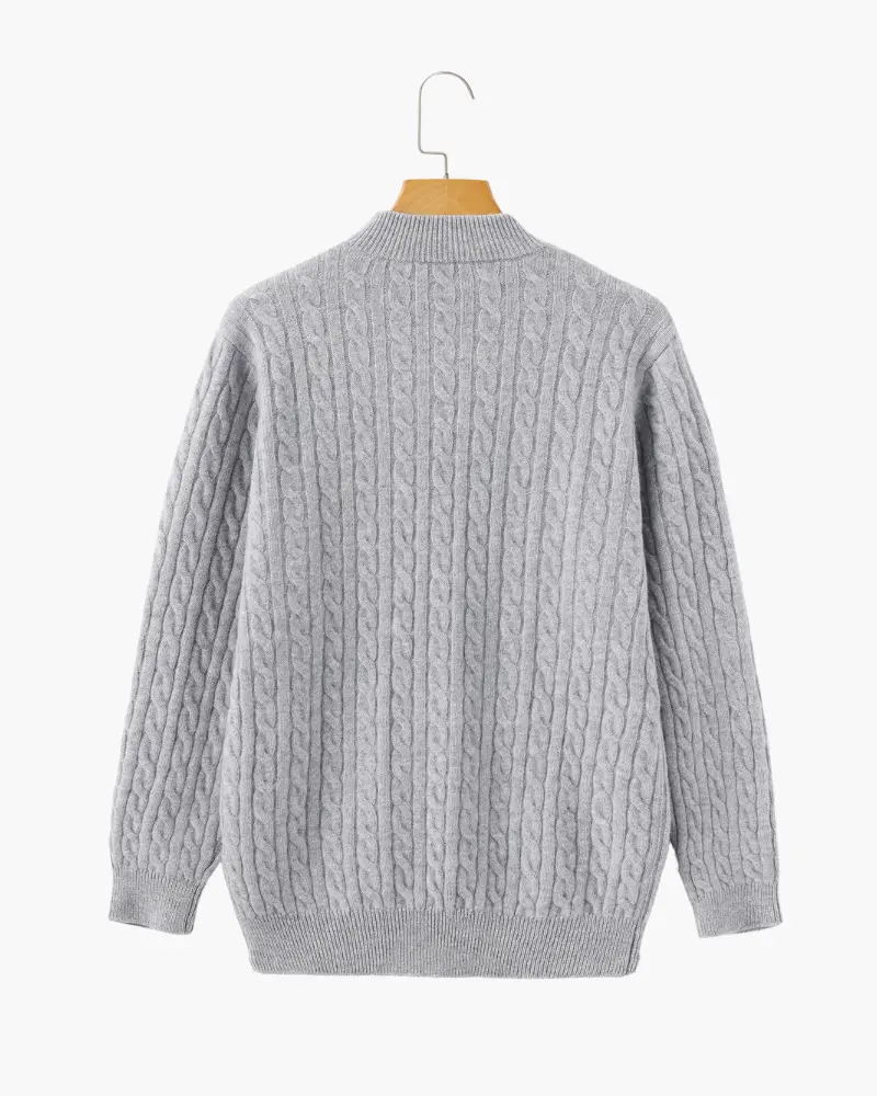 100% Cashmere Woven Half Zip Old Money