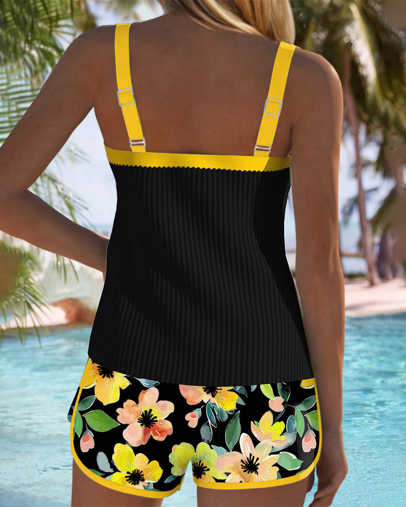 Federica - Ensemble short tankini côtelé
