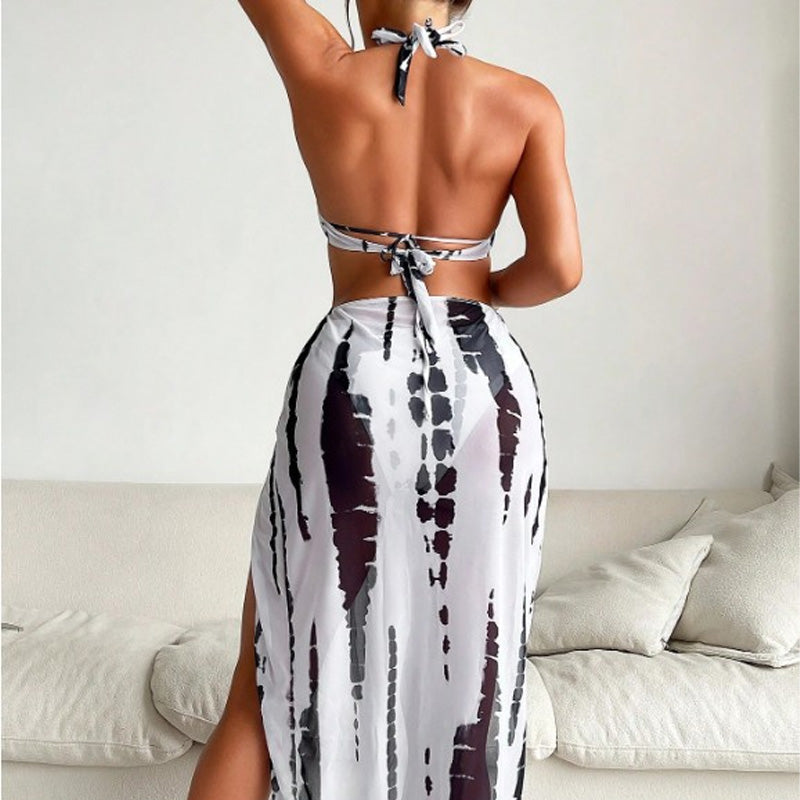 Maillot de bain tie-dye dos nu à découpes et robe de plage