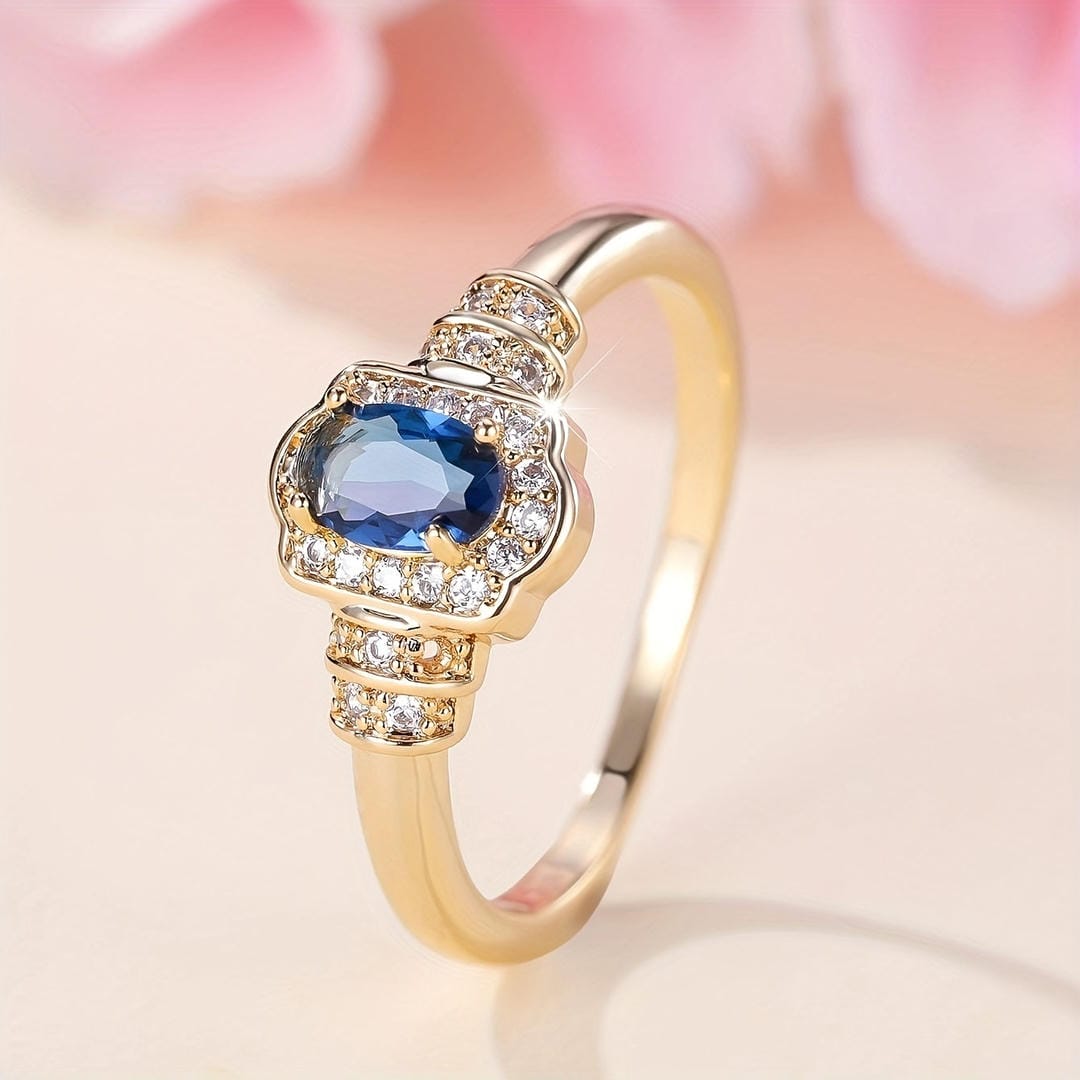 Bague auréole en cristal de saphir héritage