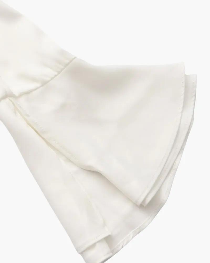 Pearl Button Ruffle Midi Dress Old Money Women