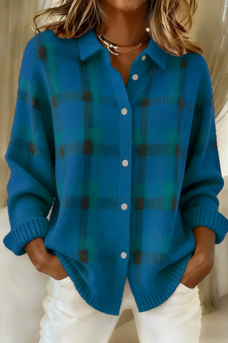 Theresa - Cardigan à Carreaux Chic