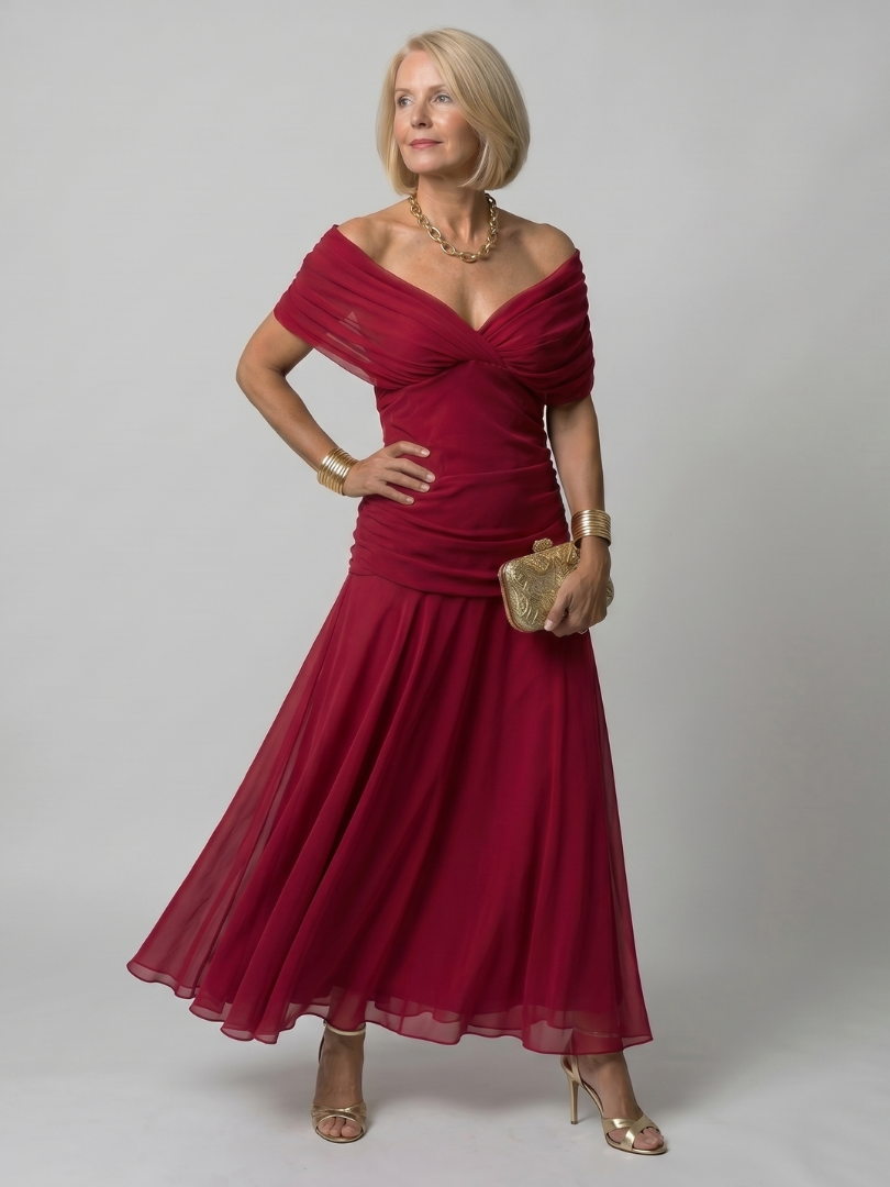 Calen | Robe longue midi épaules dénudées