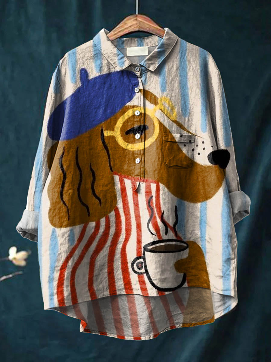 Charlie | Chemise imprimée chien et café