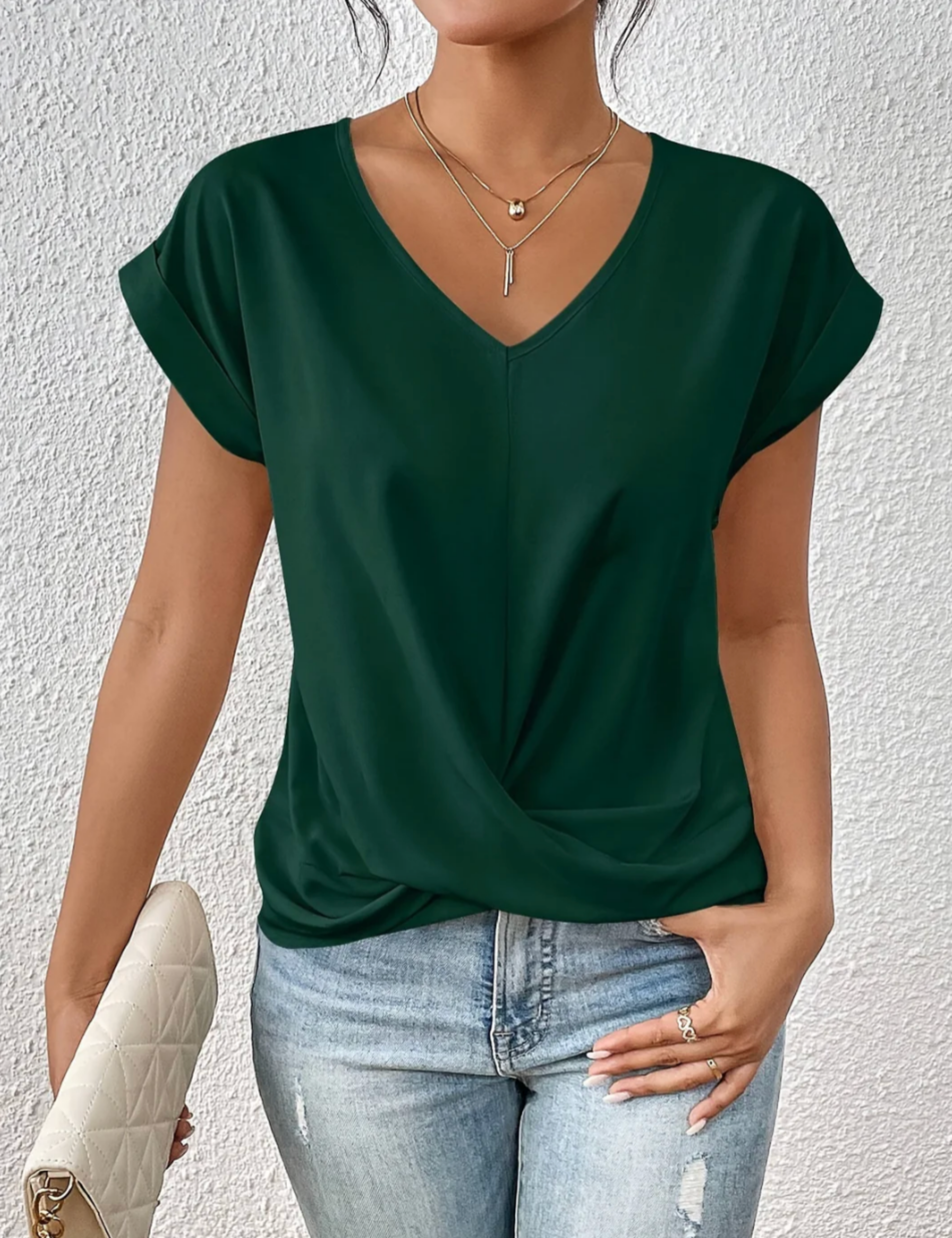 Valeria | T-Shirt Moderne à Col V Femme