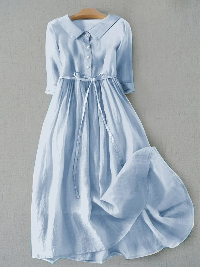 Lux - Robe Élégante à Manches Courtes avec Liens à la Taille