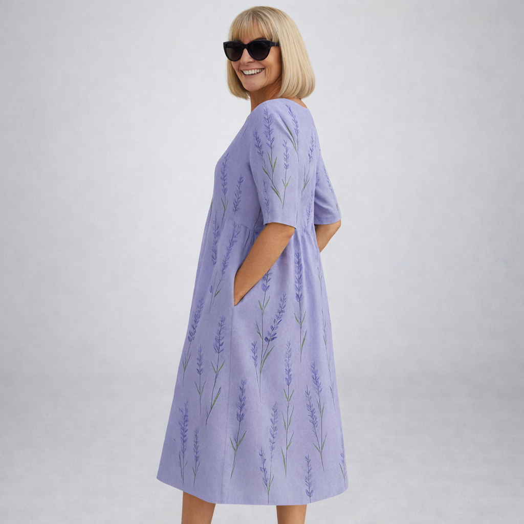Brittany | Robe mi-longue florale avec poches