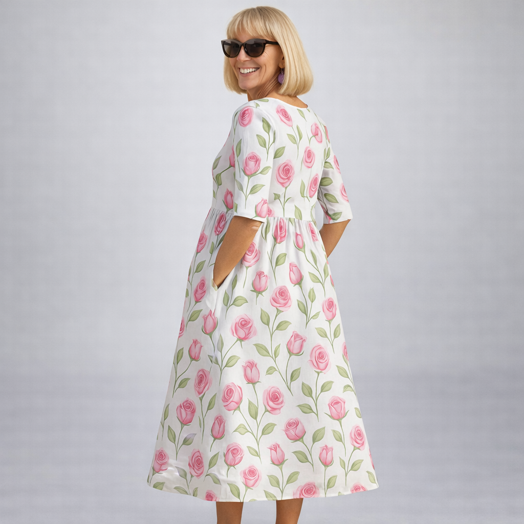 Brittany | Robe mi-longue florale avec poches