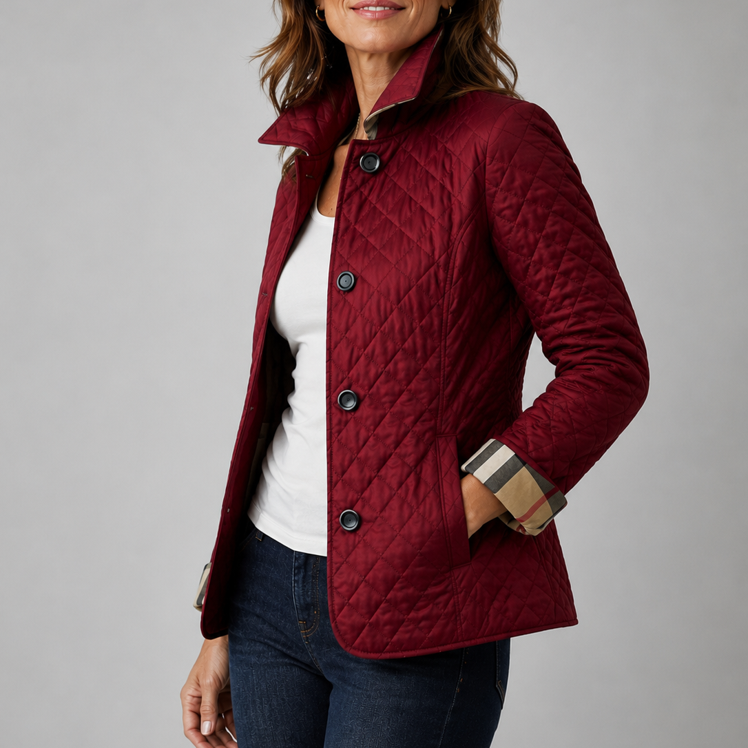 Veste matelassée légère Margot de Danoir Paris, aspect rembourré, couleur neutre, vue frontale sur mannequin.