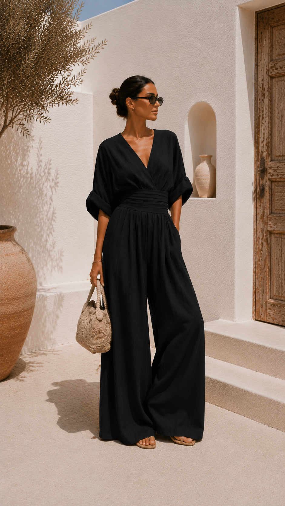 Valeria | Robe longue en mousseline à décolleté en V