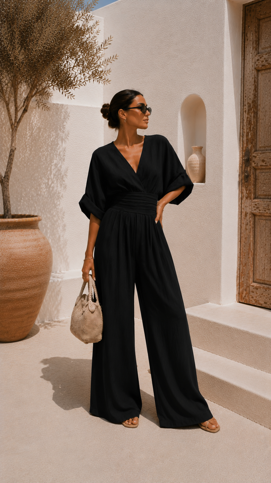 Valeria | Robe longue en mousseline à décolleté en V