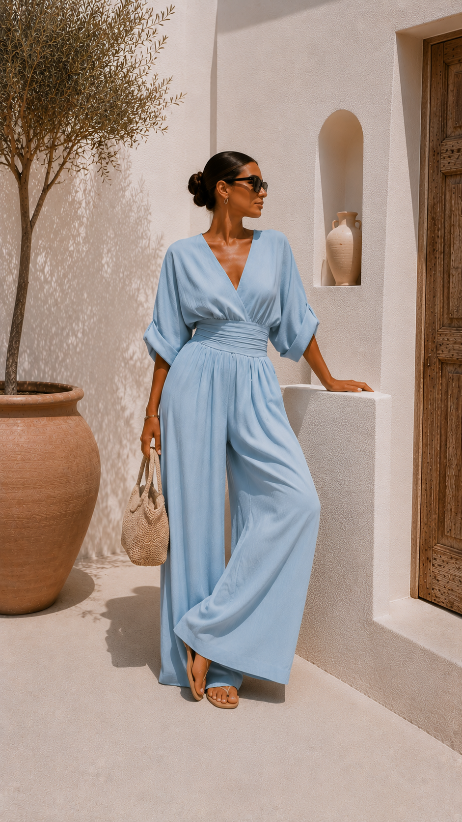 Valeria | Robe longue en mousseline à décolleté en V