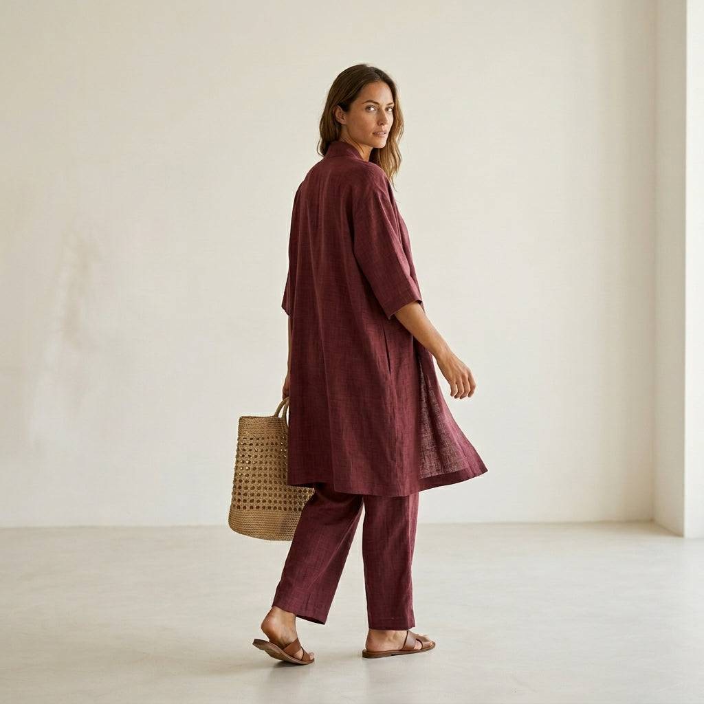 Ensemble en lin Danoir Paris Isabela™ élégant et sophistiqué, vêtement minimaliste avec design raffiné et tissu léger en image.