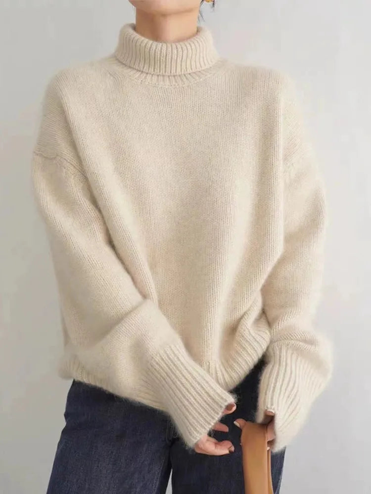 Pull col roulé en cachemire Danoir Paris Amaya, tricot doux et chaud pour femmes, parfait pour l'automne et l'hiver, laine 100% pure