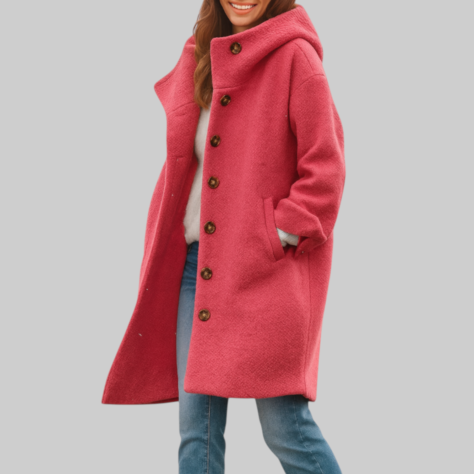 Manteau quotidien Freja de Danoir Paris, longueur moyenne, coupe confortable et élégante, en tissu chaud et doux.