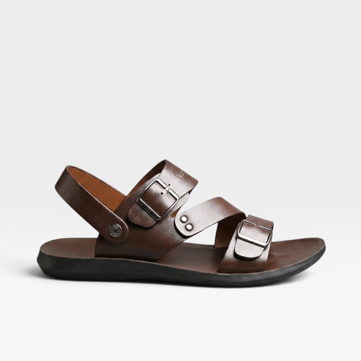 Sandales en cuir à bride réglable pour hommes – Style d'été confortable à boucle