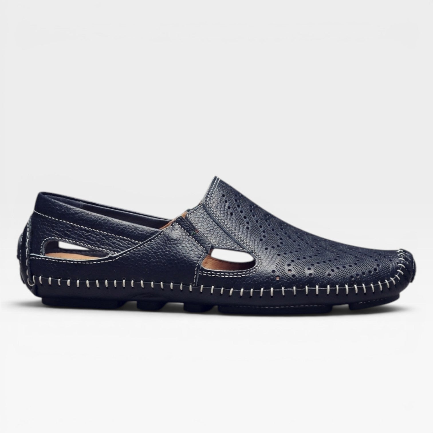 Mules en cuir style italien pour hommes – Mules d'été décontractées à enfiler perforées