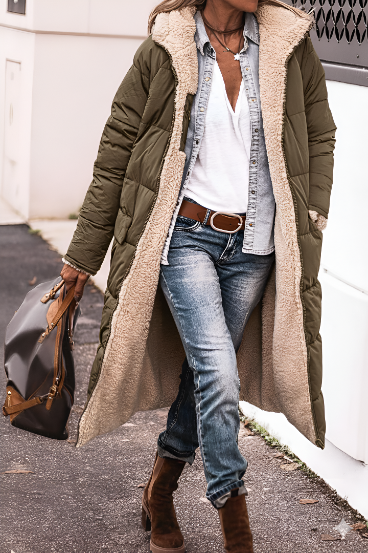 Layla - Élégant Manteau Long Réversible