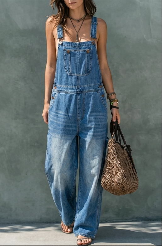 Harper | Salopette en jean à taille élastique