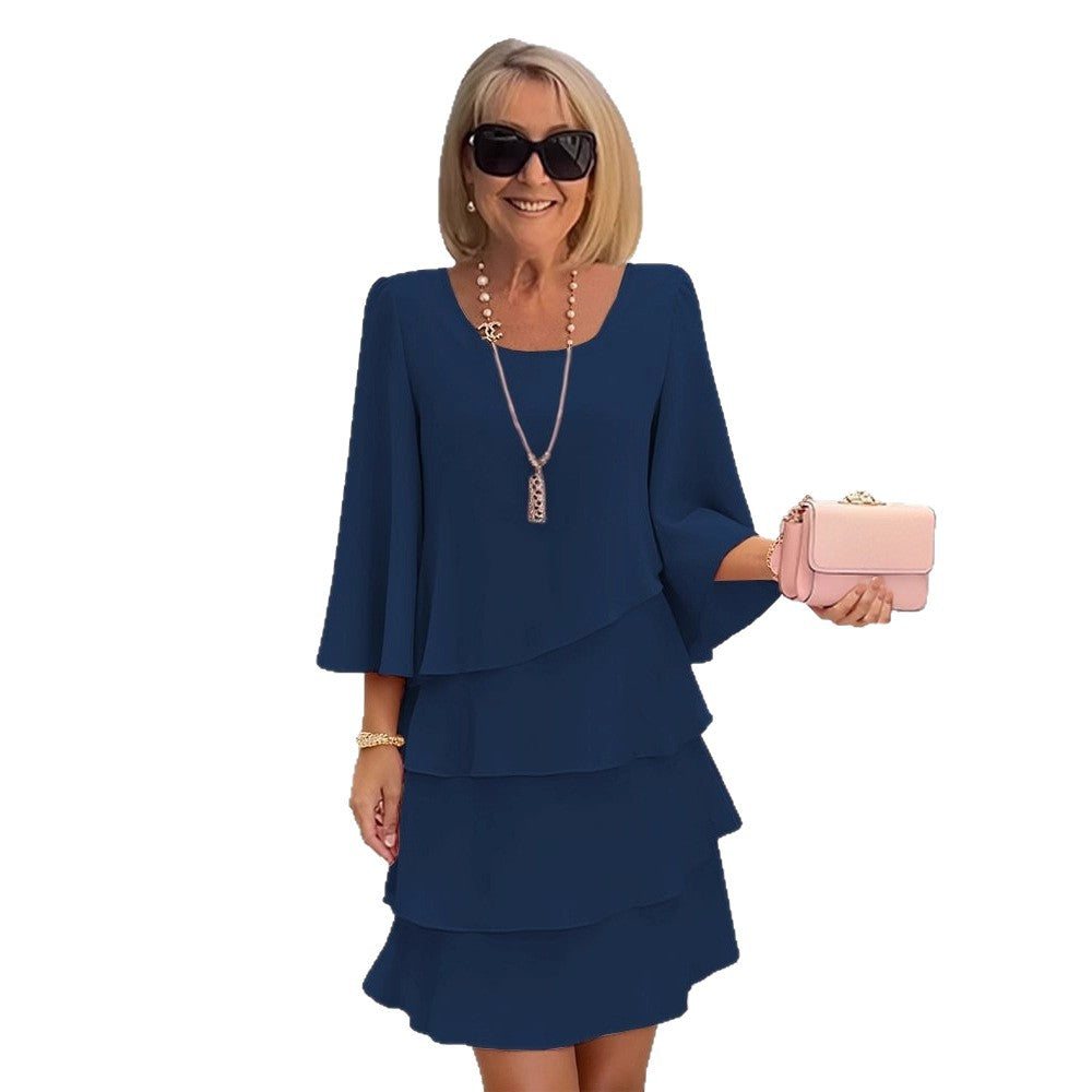 Margaux – Robe midi élégante à volants