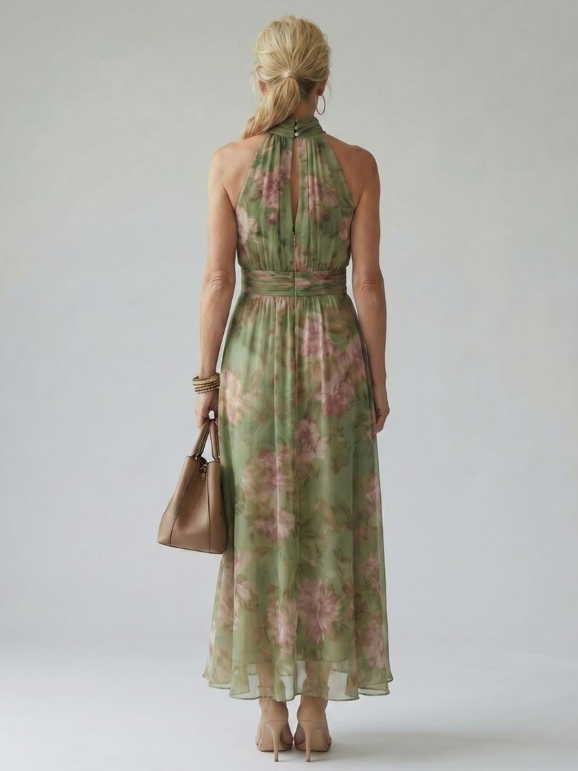 Mirelle | Robe midi à col montant et fronces